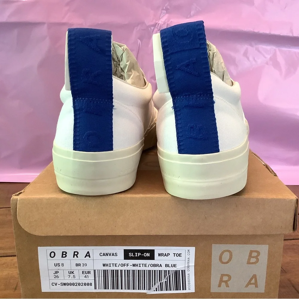 NIB OBRA Unisex Off-White Canvas Slip-On Shoes Made in Brazil Men’s 8-Wms 9.5